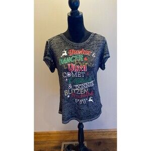 Women’s Christmas T Shirt Reindeer Rudolph Dancer Prancer Comet Vixen Sz XL